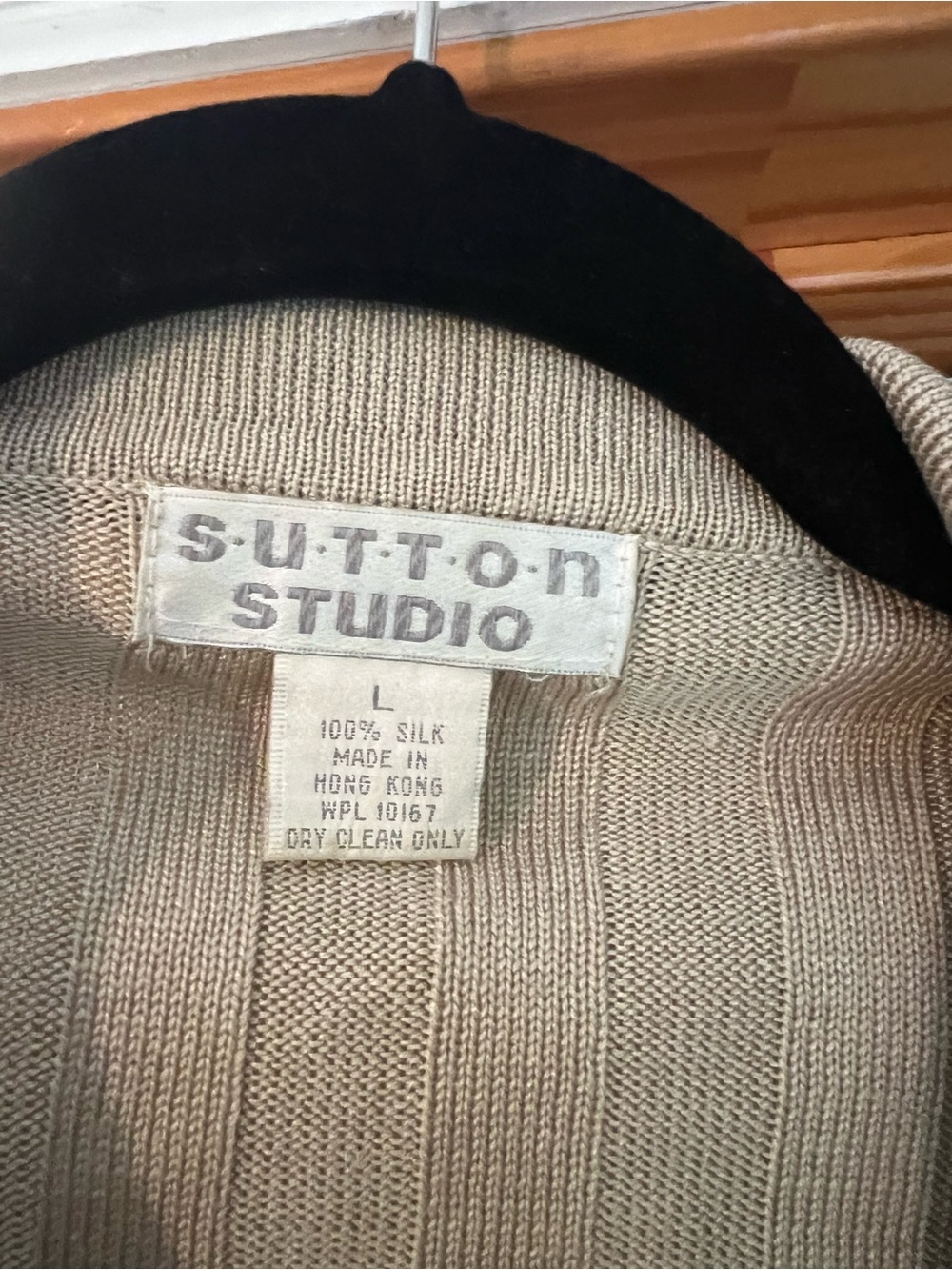 Sutton Studio Beige Ribbed Button silk Cardigan - Picture 2 of 3